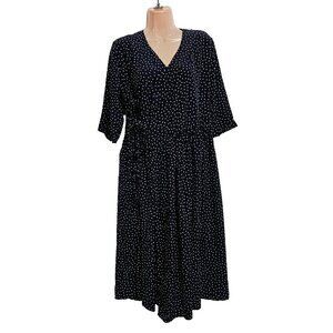 Beams Boy Polka Dot Fit and Flare Wrap Tie Dress Women One Size Blue